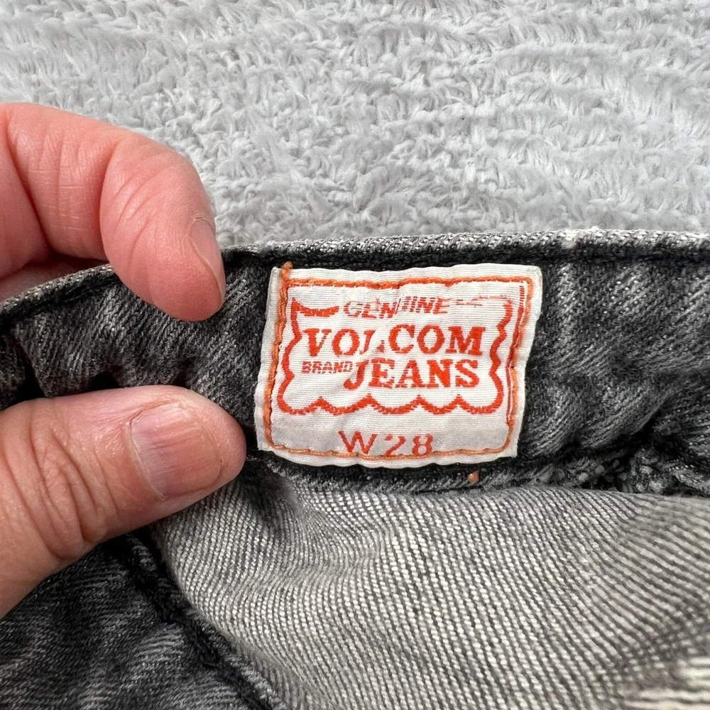 Volcom Slim Straight Jeans Size 28 Grey Distressed Skate Grunge Y2K Streetwear